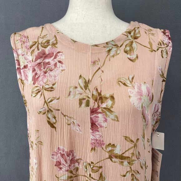 Vtg 90s NOS American Angel Romantic Boho Rose Floral Crinkle Rayon Maxi Dress L - Picture 5 of 16